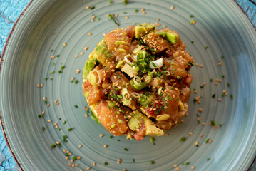 salmon tar-tar with with avocado
