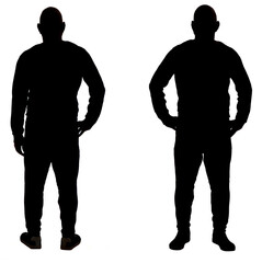 front and back view of the silhouette of a man wearing casual clothes