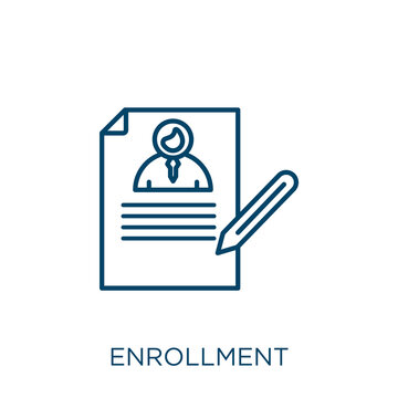 Enrollment Icon. Thin Linear Enrollment Outline Icon Isolated On White Background. Line Vector Enrollment Sign, Symbol For Web And Mobile.