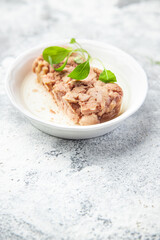 Cod liver snack fish fat seafood meal healthy food copy space food background 