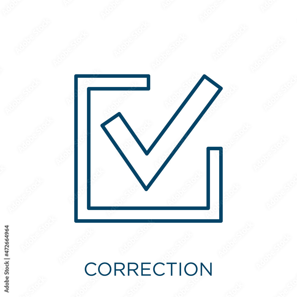 Poster correction icon. thin linear correction outline icon isolated on white background. line vector corre