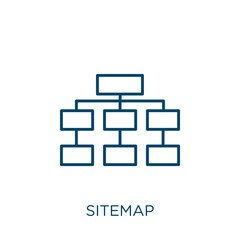 sitemap icon. Thin linear sitemap outline icon isolated on white background. Line vector sitemap sign, symbol for web and mobile. - obrazy, fototapety, plakaty