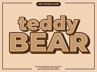 Cute Teddy Bear Editable Text Style Font Effect