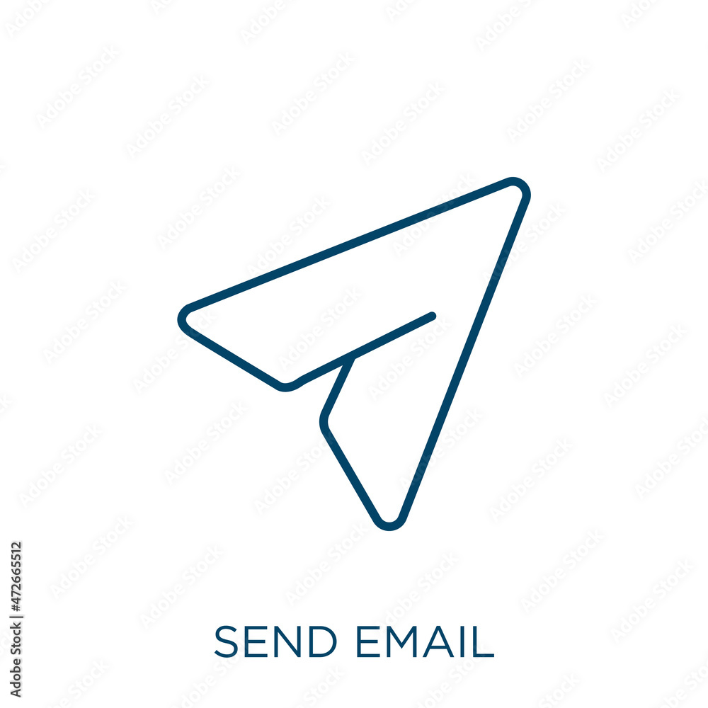 Poster send email icon. thin linear send email outline icon isolated on white background. line vector send 