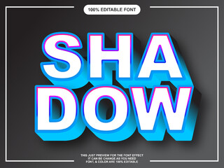 Bold Colorful White Text with Bright Blue Shadow Editable Text Style Font Effect