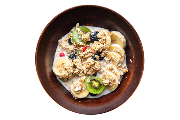 oatmeal porridge fruit meal snack on the table copy space food background