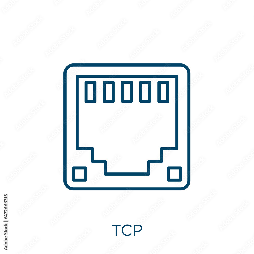 Poster tcp icon. thin linear tcp outline icon isolated on white background. line vector tcp sign, symbol fo