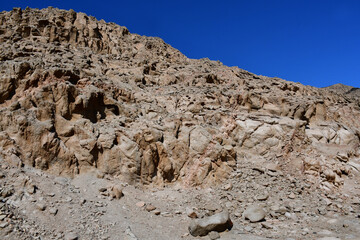 Multicolored rock with a beautiful unusual texture obtained as a result of natural weathering...