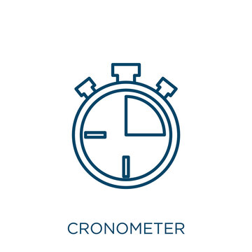 cronometer icon. Thin linear cronometer outline icon isolated on white background. Line vector cronometer sign, symbol for web and mobile.
