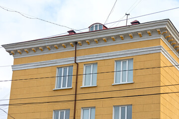 Yellow facade of a residential building