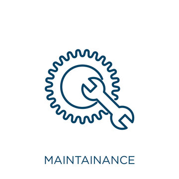 maintainance icon. Thin linear maintainance outline icon isolated on white background. Line vector maintainance sign, symbol for web and mobile.