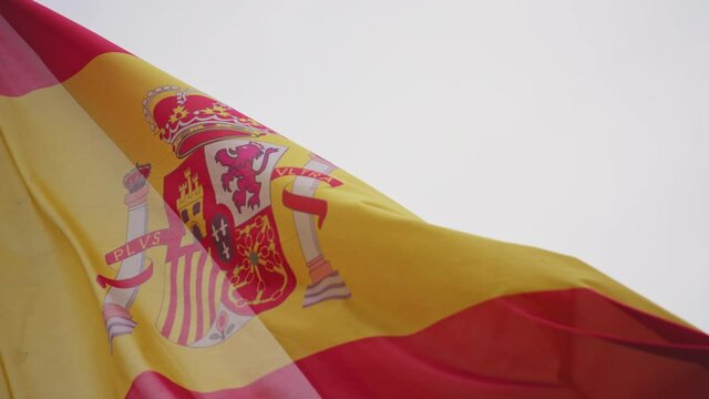 National flag of Spain waving in the wind. 