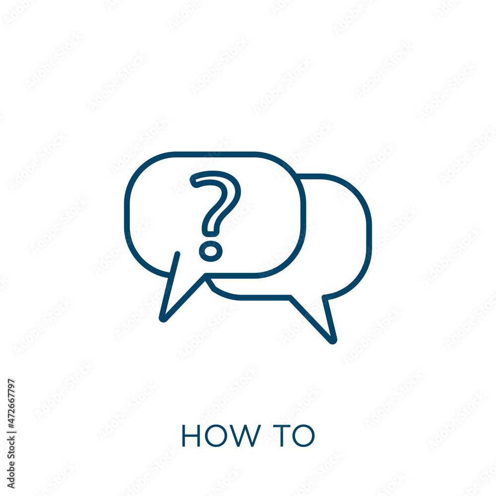 Poster how to icon. thin linear how to outline icon isolated on white background. line vector how to sign, 