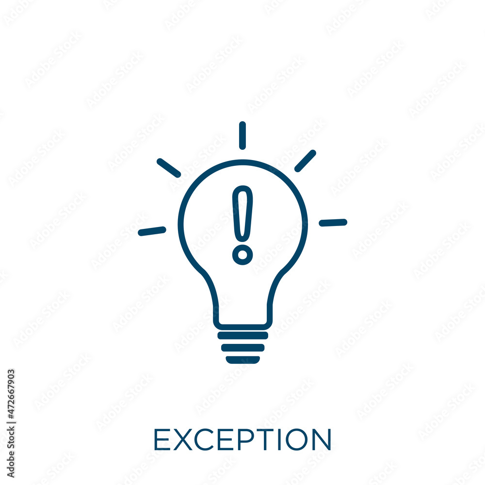Poster exception icon. thin linear exception outline icon isolated on white background. line vector excepti
