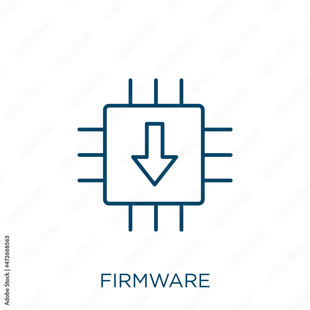 Poster firmware icon. thin linear firmware outline icon isolated on white background. line vector firmware 