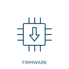 firmware icon. Thin linear firmware outline icon isolated on white background. Line vector firmware sign, symbol for web and mobile. - obrazy, fototapety, plakaty