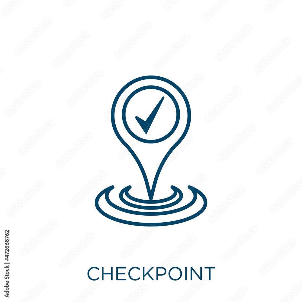Poster checkpoint icon. thin linear checkpoint outline icon isolated on white background. line vector check