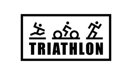 Triathlon banner design illustration. Triathlon line pattern for sport event, running and cycling club. Poster illustration design.