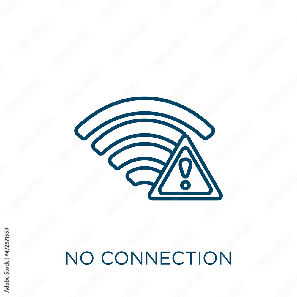 Poster no connection icon. thin linear no connection outline icon isolated on white background. line vector