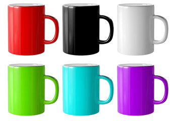 3D set of cup model on white background.
