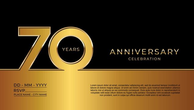 70 - year happy anniversary banner. 70th anniversary gold logo on