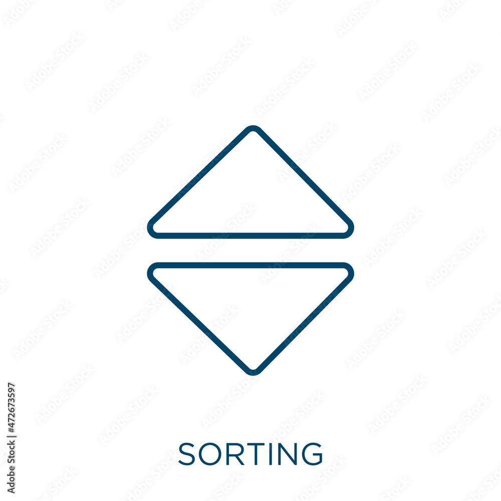 Aufkleber sorting icon. thin linear sorting outline icon isolated on white background. line vector sorting sig