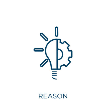 reason icon. Thin linear reason outline icon isolated on white background. Line vector reason sign, symbol for web and mobile.