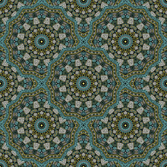 Round medallion vector seamless pattern.