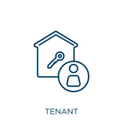 tenant icon. Thin linear tenant outline icon isolated on white background. Line vector tenant sign, symbol for web and mobile. - obrazy, fototapety, plakaty