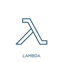 lambda icon. Thin linear lambda outline icon isolated on white background. Line vector lambda sign, symbol for web and mobile. - obrazy, fototapety, plakaty