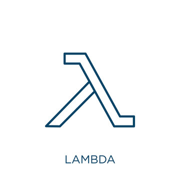 lambda icon. Thin linear lambda outline icon isolated on white background. Line vector lambda sign, symbol for web and mobile.