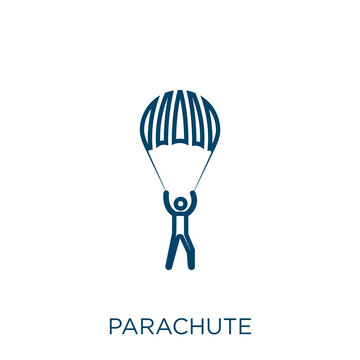 parachute icon. Thin linear parachute outline icon isolated on white background. Line vector parachute sign, symbol for web and mobile.