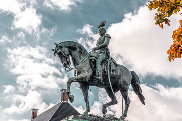 Equestrian statue of King William II at the Buitenhof, The Hague, the Netherlands - obrazy, fototapety, plakaty