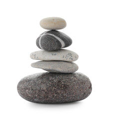 Fototapeta na wymiar Stack of stones on white background. Harmony and balance concept
