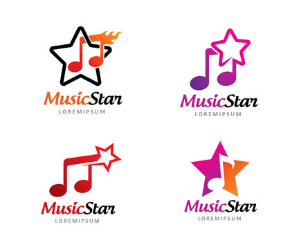 Music star logo symbol or icon template