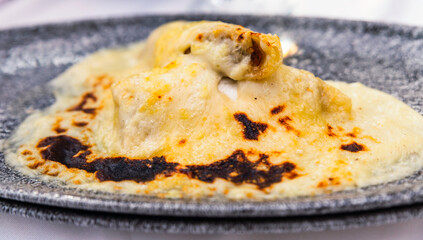 Homemade cannelloni stuffed with meat Gastronomy, typical 