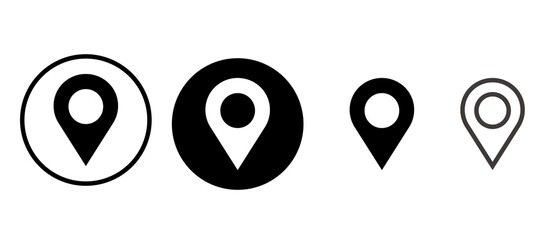 Pin icon set of maps consisting of black and white. . Simple vector and round vector.