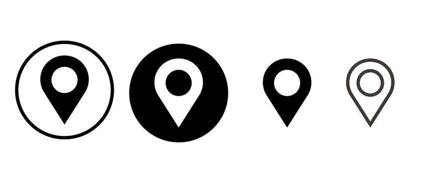 Pin icon set of maps consisting of black and white. . Simple vector and round vector.
