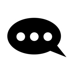 Black message speech bubble. Three dots. vector.