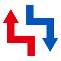 Red and blue arrow icon set. vector.