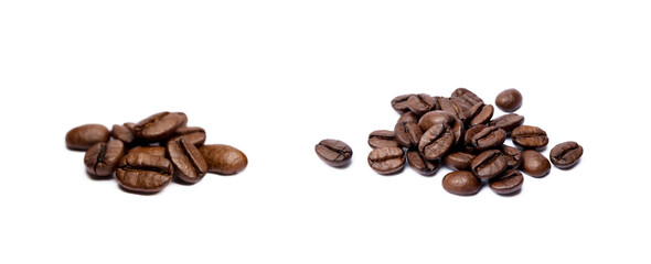 Roasted coffee beans isolated on white background