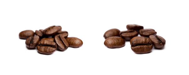 Roasted coffee beans isolated on white background