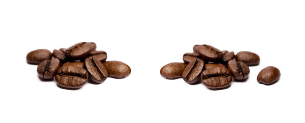 Roasted coffee beans isolated on white background