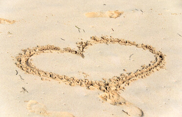 Heart drawn in the sand