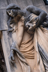 sculptural set of the memorial tomb owned by the Rullan Pastor family, Soller cemetery, Mallorca, Balearic Islands, Spain