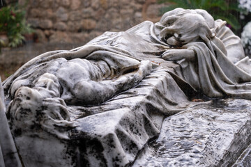 Mary Magdalene weeping for the body of Christ, Soller cemetery, Mallorca, Balearic Islands, Spain