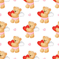 Bear valentine's day seamless pattern