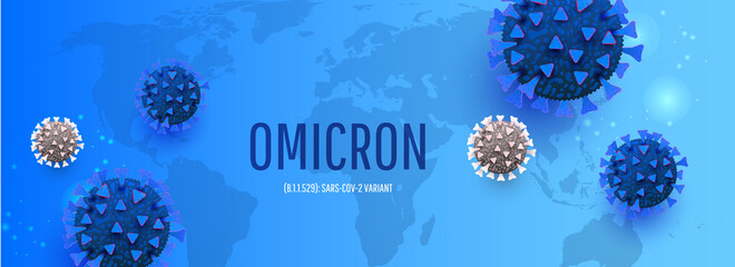 New Coronavirus or SARS-CoV-2 Variant Omicron B.1.1.529 realistic concept with cell diseases or covid-19 bacteria with place for text.