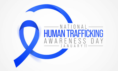 National human trafficking awareness day is observed every year on January 11, to raising awareness about the different forms of human trafficking, also known as modern slavery. Vector illustration
