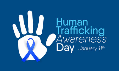 National human trafficking awareness day is observed every year on January 11, to raising awareness about the different forms of human trafficking, also known as modern slavery. Vector illustration